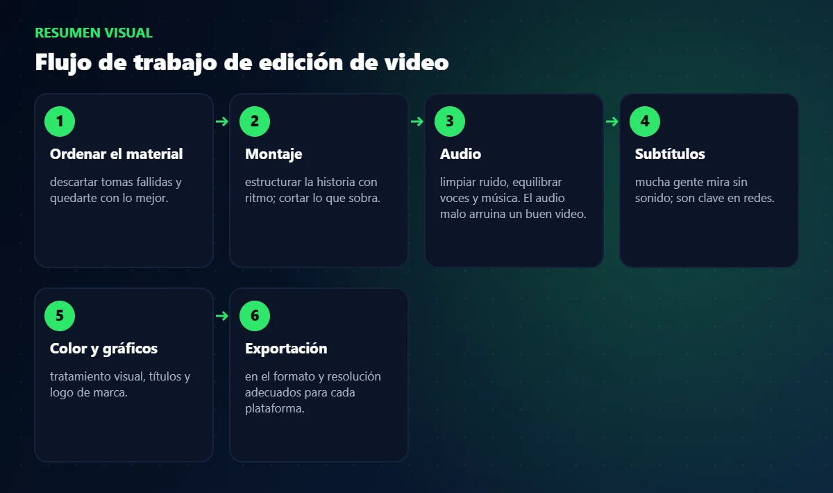 Esquema de pasos: edición de imagen y video para negocios