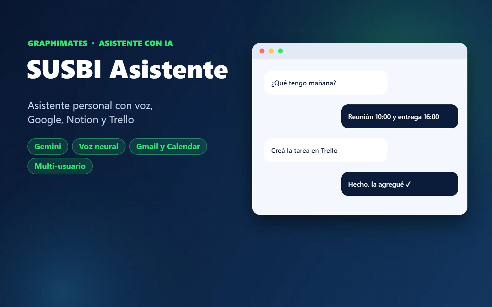 SUSBI Asistente, desarrollo de Graphimates