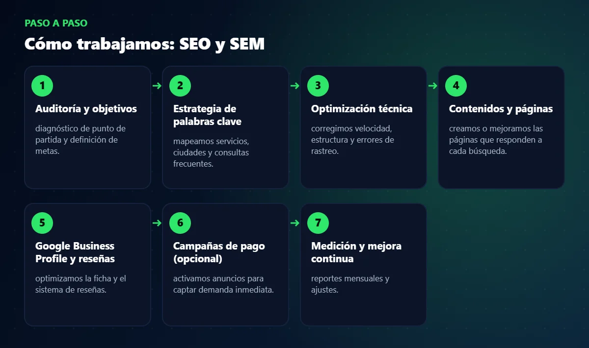 Proceso de trabajo de SEO y SEM paso a paso